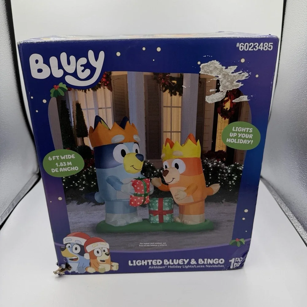 Gemmy‎ Bluey & Bingo Lighted Airblown Christmas Inflatable 6ft Wide - New In Box